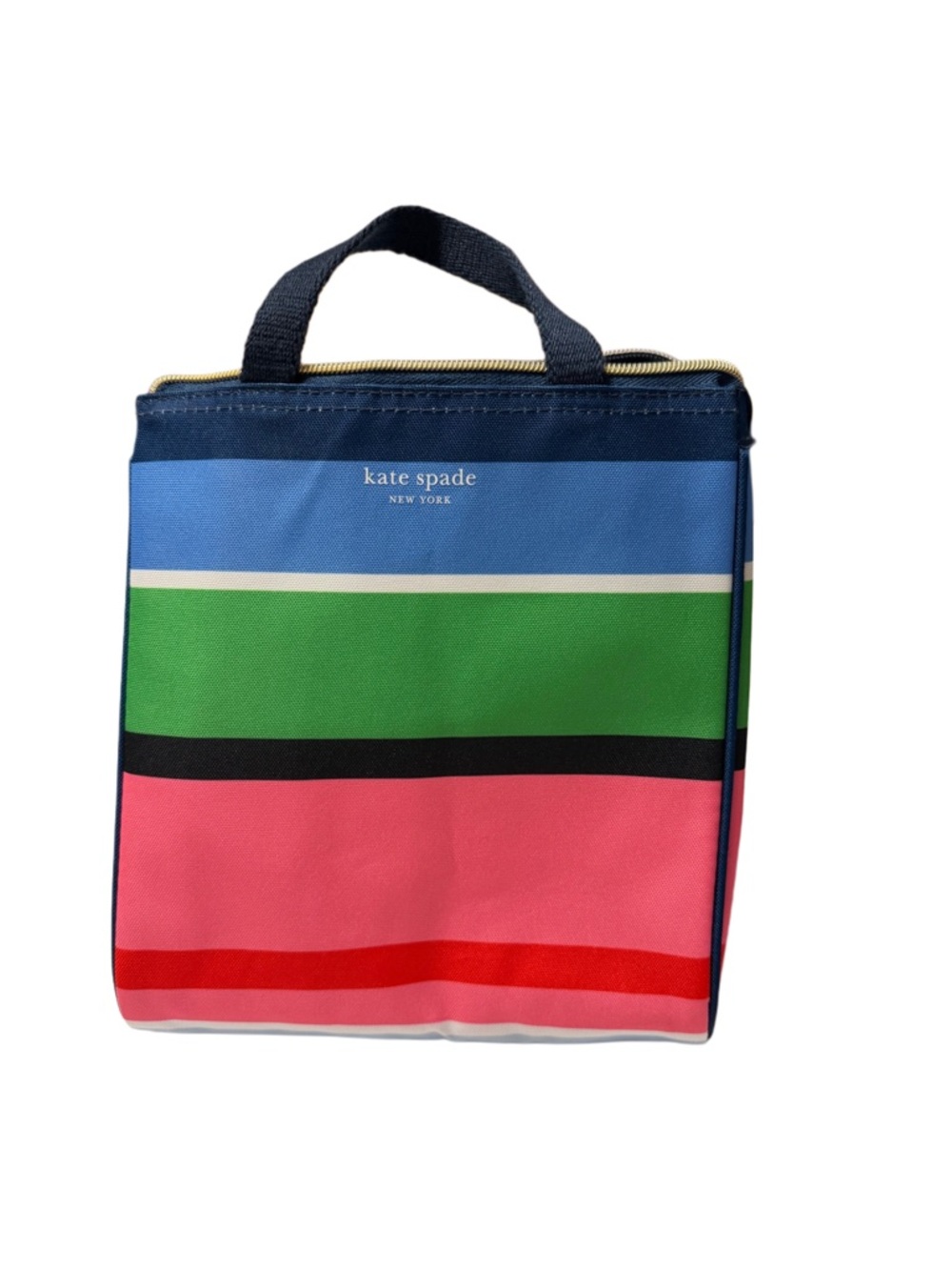 kate spade Striped Insulated Lunch Bag in Blue, Green & Pink